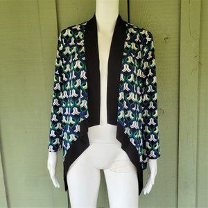 NWT KASPER Blue Green Print Open cardigan